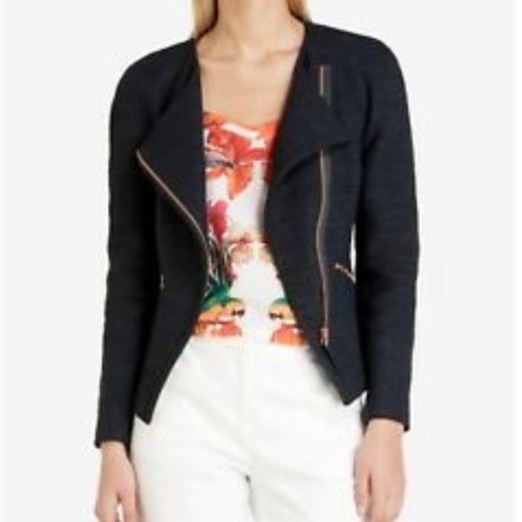 Ted Baker London Ayeleen Textured Jacket Black Tweed Size 3 Medium - Picture 3 of 16